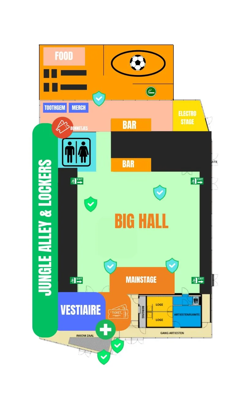 Plattegrond van site TRAX voor het Afroton festival